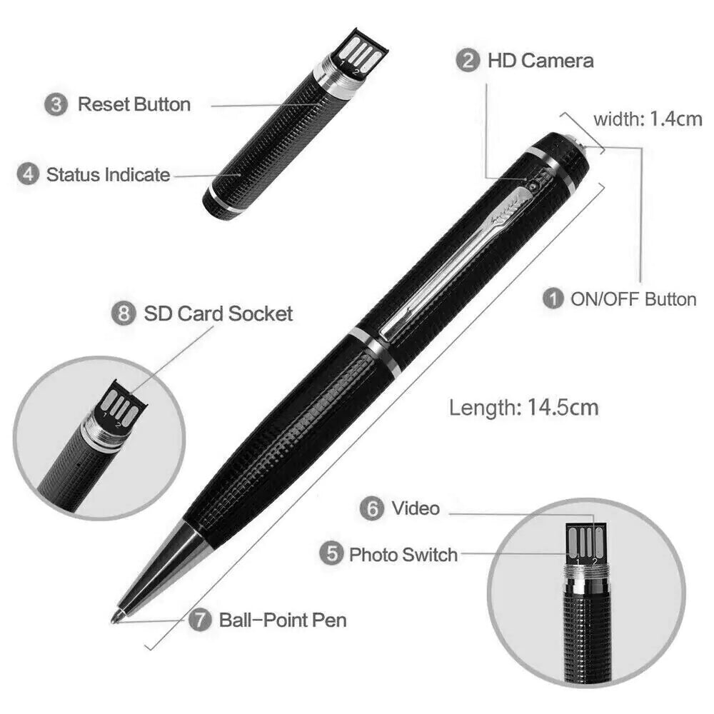 SnapSpy™ 1080P Stealth Pen Cam – Pocket-Sized Security Recorder