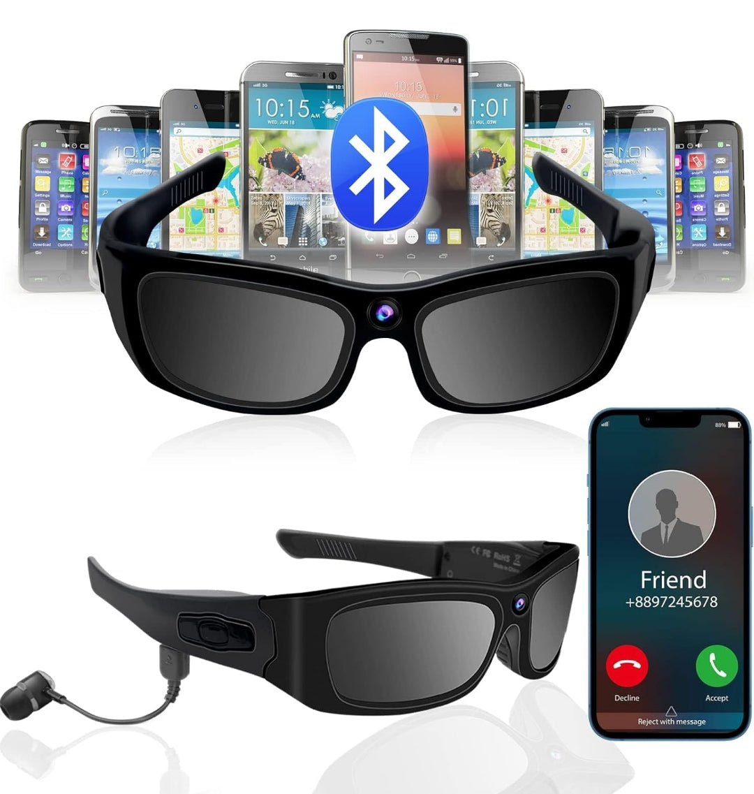 SnapSpy™ 1080P Bluetooth Cam Shades – Wearable Action Glasses