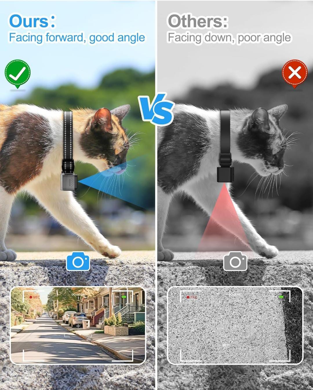 SnapSpy™ LuminiCam – Cordless Pet Collar Cam (XS, No App Needed)