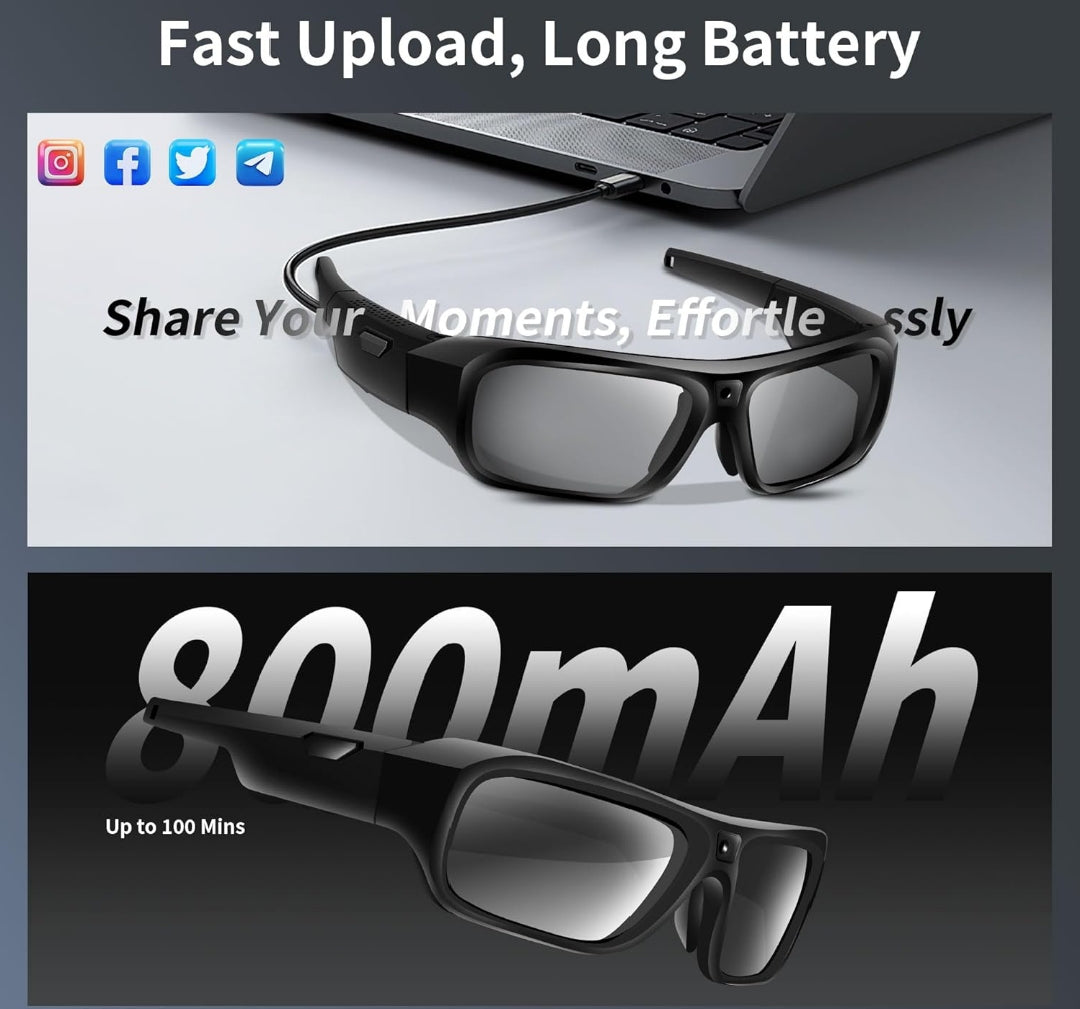 SnapSpy™ 4K SilentCam Glasses – Smart Sports Eyewear