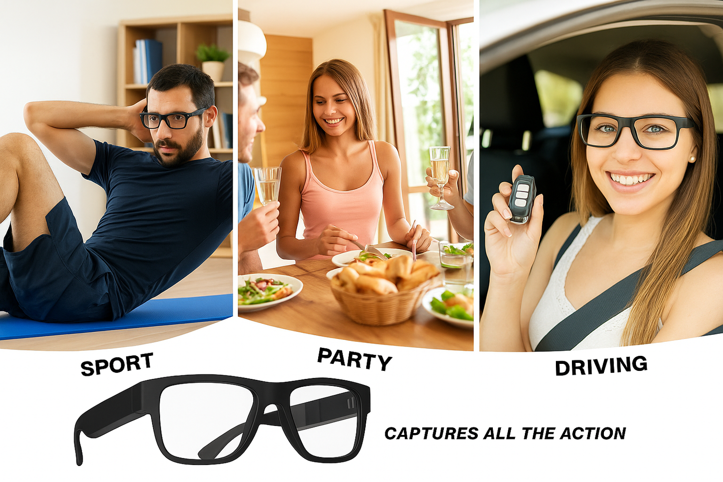 SnapSpy™ 1080P Sports Glasses – Outdoor Camera Glasses with 32GB Card