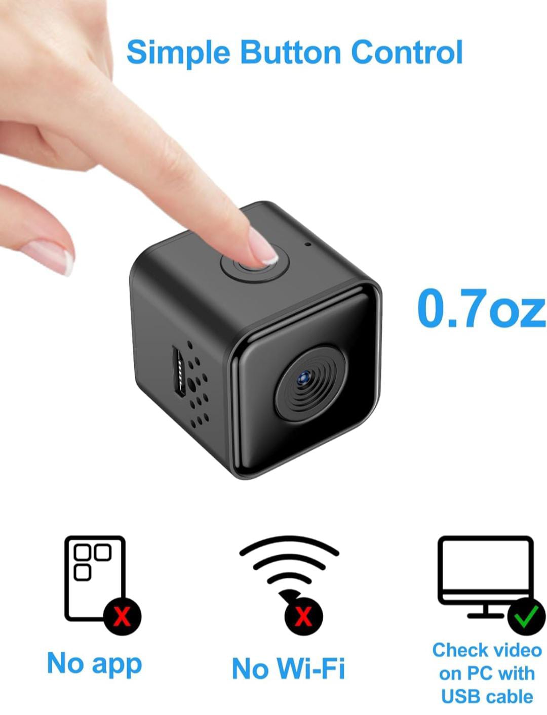 SnapSpy™ LuminiCam – Cordless Pet Collar Cam (XS, No App Needed)