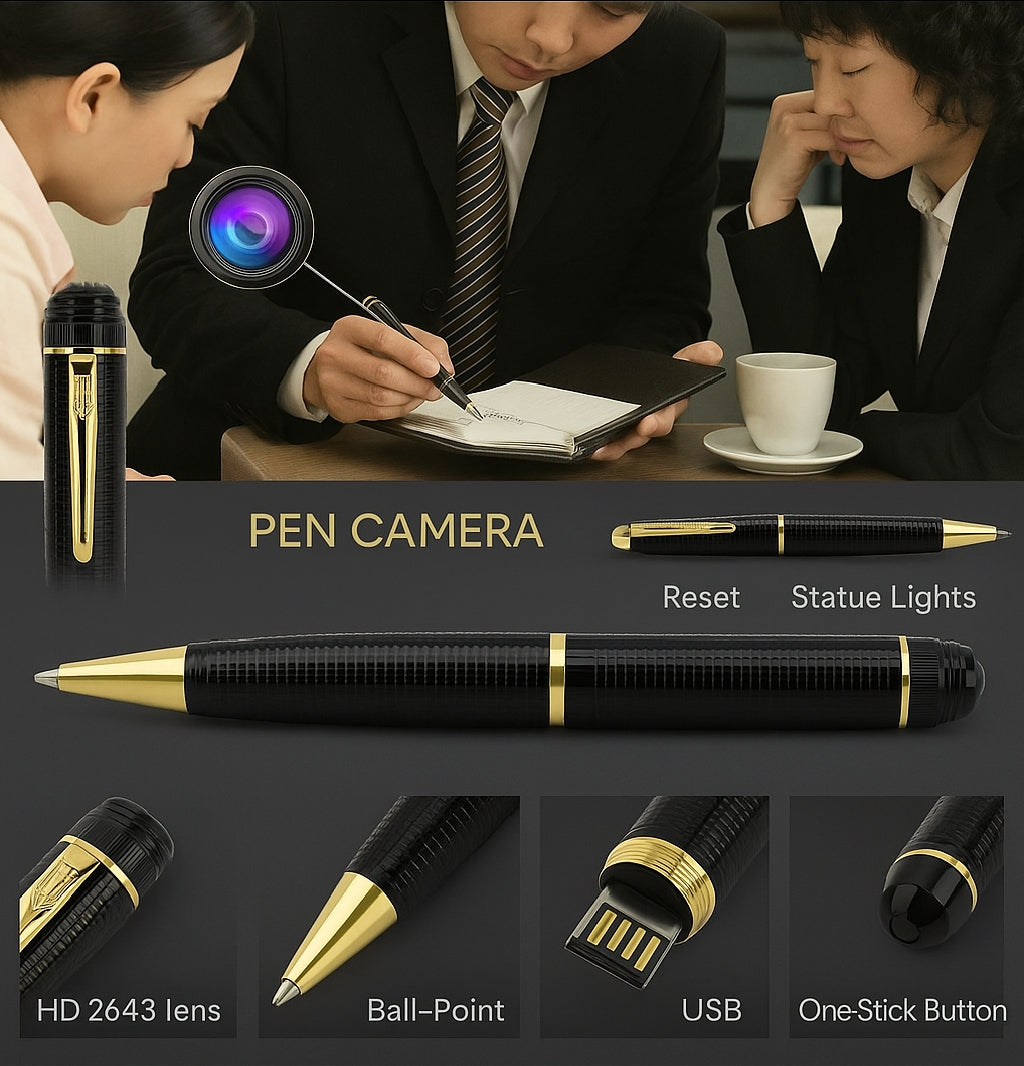 SnapSpy™ 1080P HD Hidden Pen Camera – Mini Body Video Recorder with USB Security