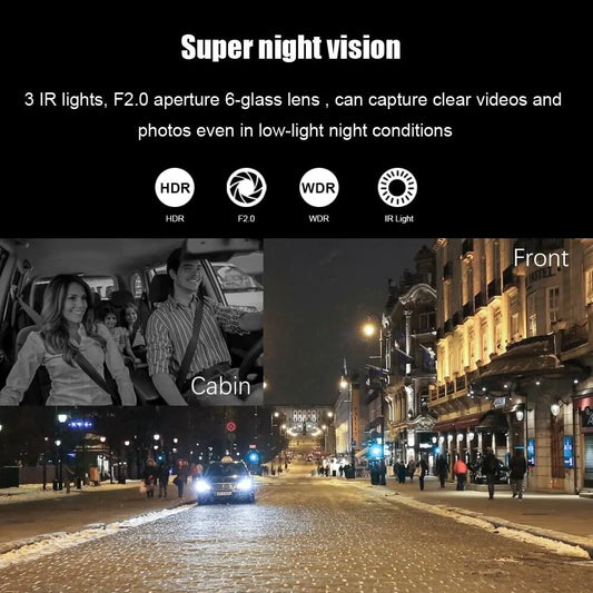 SnapSpy™ 1080P Dual Lens Car Dash Cam – Front & Inside G-Sensor Recorder