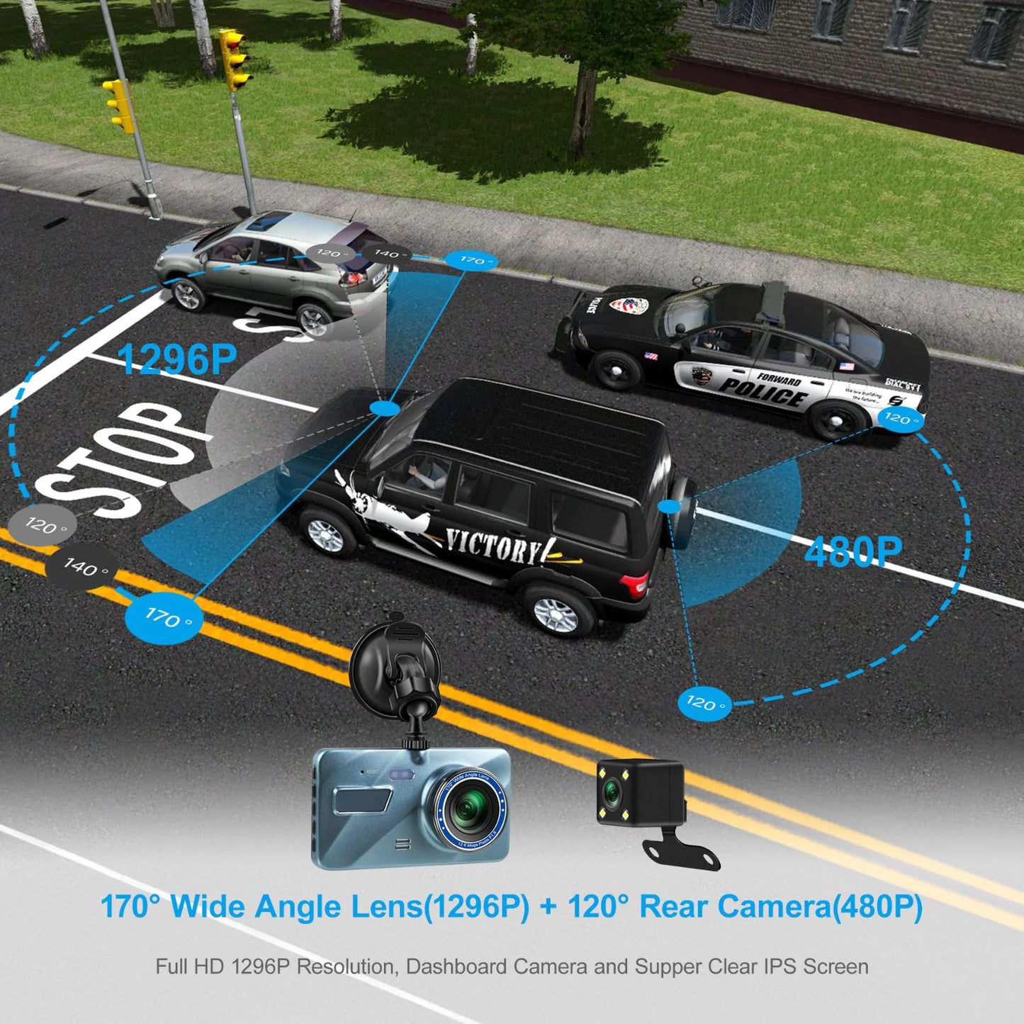 SnapSpy™ 1080P Dual Lens Dash Cam – 4" Screen, Front & Rear Recording with Night Vision