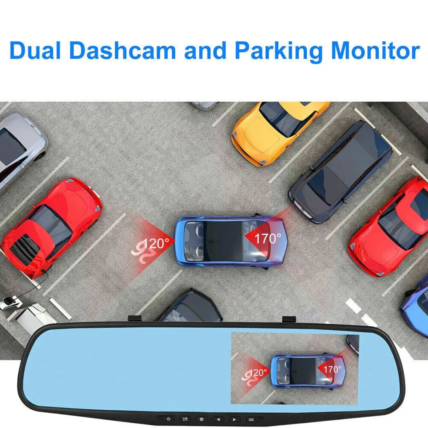 SnapSpy™ 1080P HD Rearview Mirror Car DVR – Dual Dash Cam Front & Rear Video Recorder
