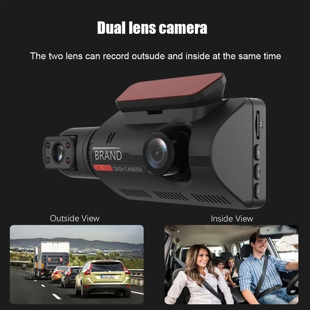SnapSpy™ 1080P Dual Lens Car Dash Cam – Front & Inside G-Sensor Recorder