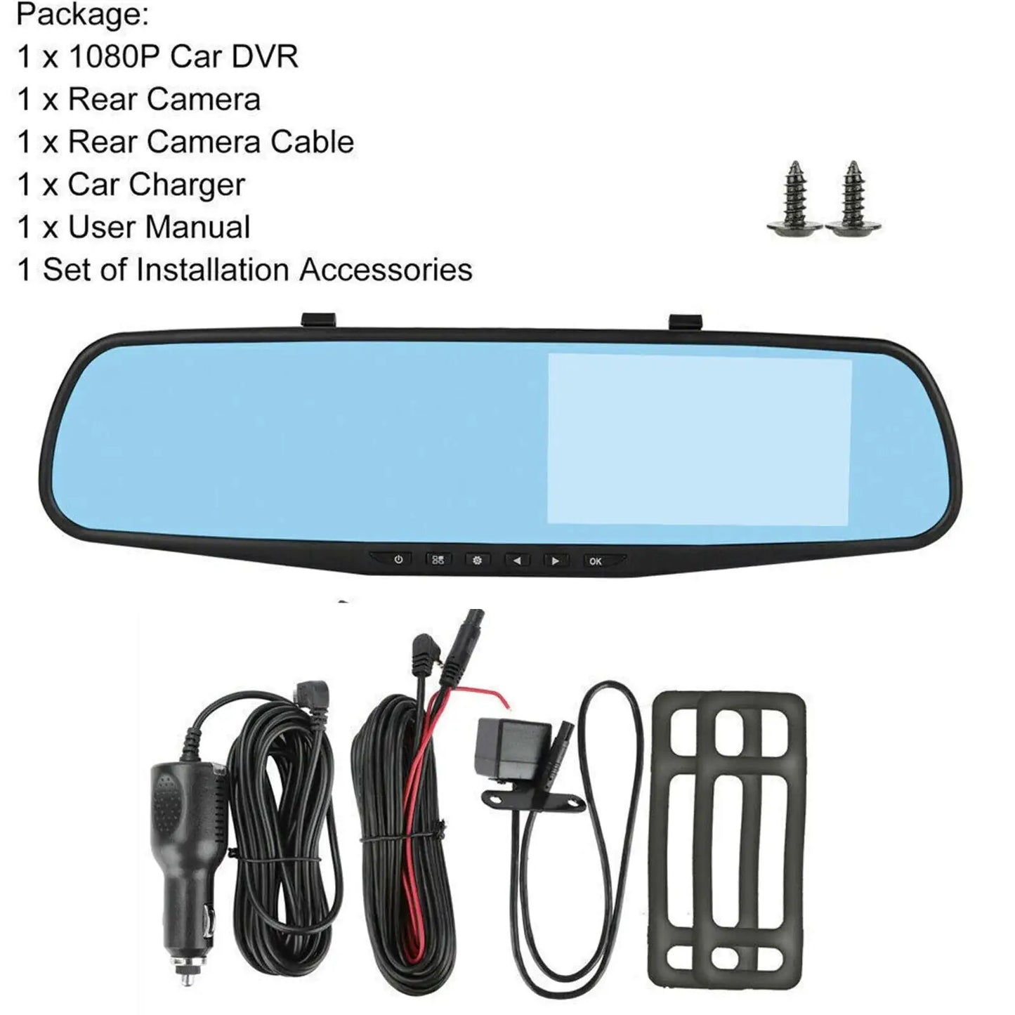 SnapSpy™ 1080P HD Rearview Mirror Car DVR – Dual Dash Cam Front & Rear Video Recorder
