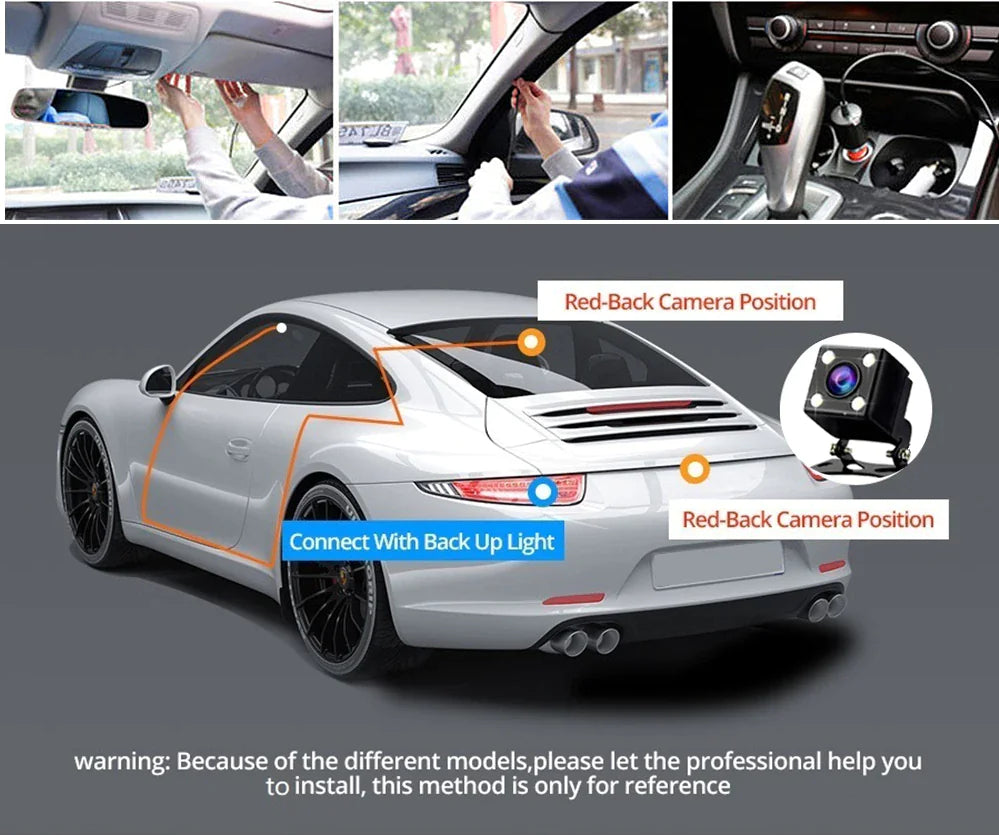 SnapSpy™ Car Dual Lens Dash Cam – 1080P HD Front/Rear/Inside Video Recorder with G-Sensor
