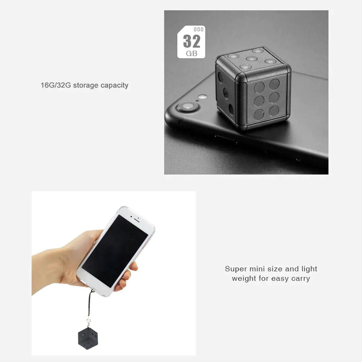 SnapSpy™ Mini Dice Camera – 1080P HD Night Vision Motion Detection Nanny Cam