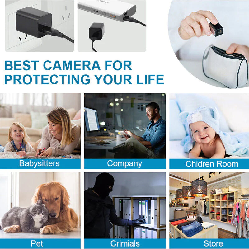 SnapSpy™ Mini Hidden USB Charger Spy Camera – Full HD 1080P Night Vision Audio Recorder