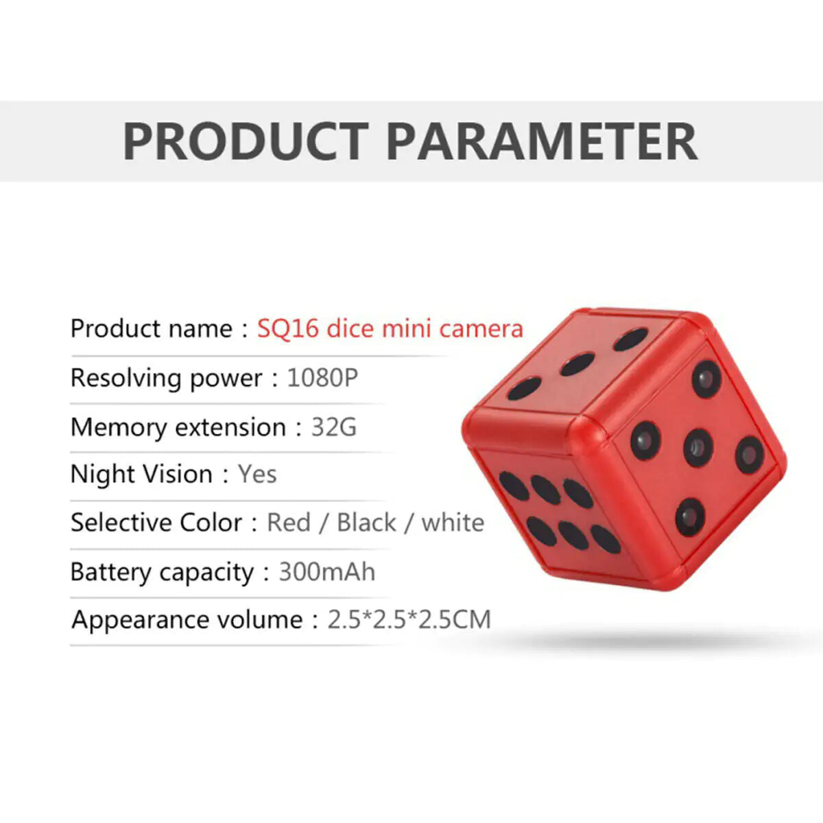 SnapSpy™ Mini Dice Camera – 1080P HD Night Vision Motion Detection Nanny Cam