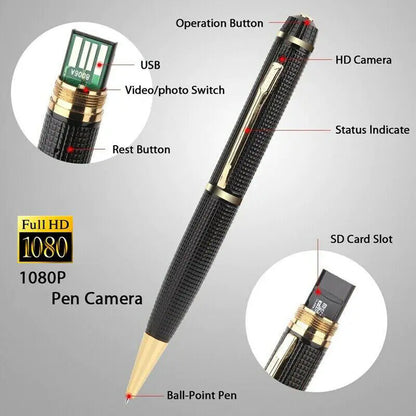 SnapSpy™ 1080P HD Hidden Pen Camera – Mini Body Video Recorder with USB Security