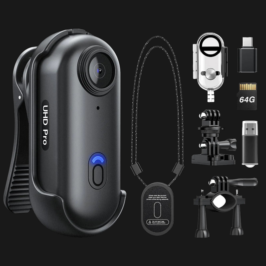 SnapSpy™ Z10 2K Action Cam – Waterproof Wearable Sports Camera with Magnetic Clip, 64GB Storage & Quick-Mount Kit