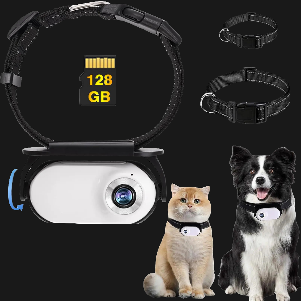 SnapSpy™ 1080P HD Pet Collar Cam – 128GB Storage | Indoor & Outdoor Use