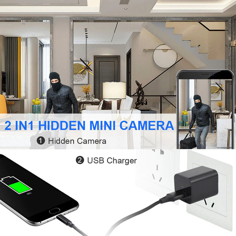 SnapSpy™ Mini Hidden USB Charger Spy Camera – Full HD 1080P Night Vision Audio Recorder
