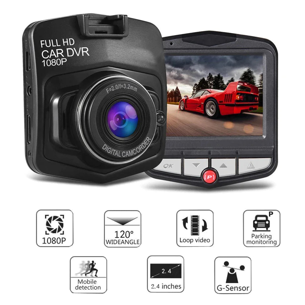 SnapSpy™ 2.4'' Full HD 1080P Dash Cam – Car DVR Front & Rear Camera with Night Vision & G-Sensor