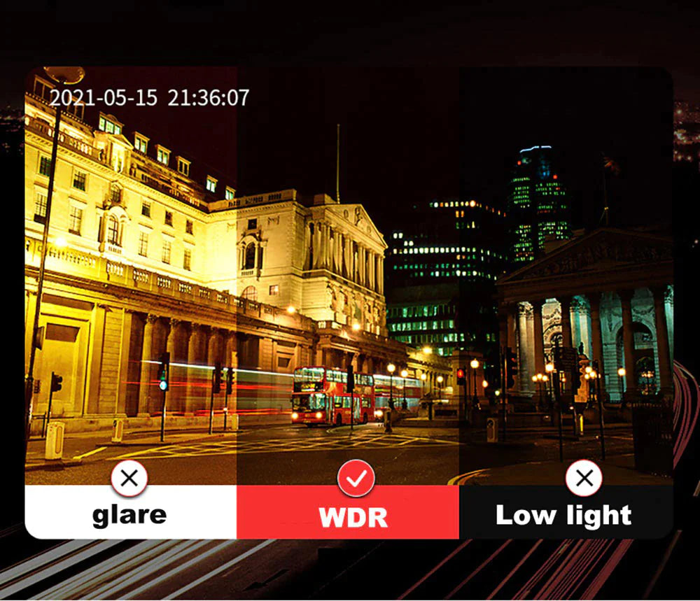 SnapSpy™ Car Dual Lens Dash Cam – 1080P HD Front/Rear/Inside Video Recorder with G-Sensor