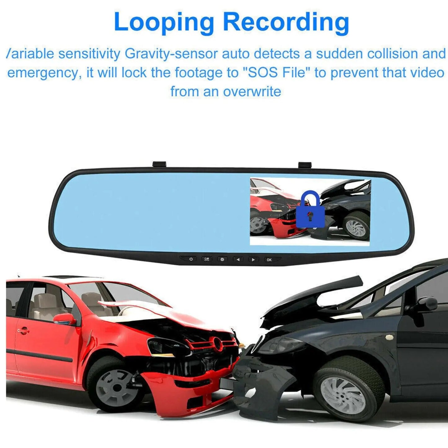 SnapSpy™ 1080P HD Rearview Mirror Car DVR – Dual Dash Cam Front & Rear Video Recorder