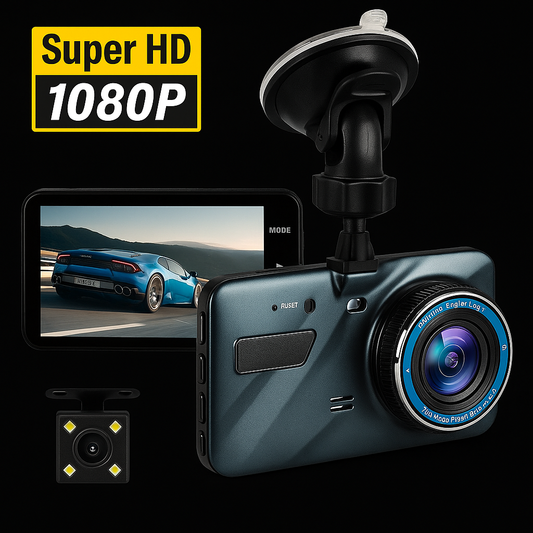 SnapSpy™ 1080P Dual Lens Dash Cam – 4" Screen, Front & Rear Recording with Night Vision