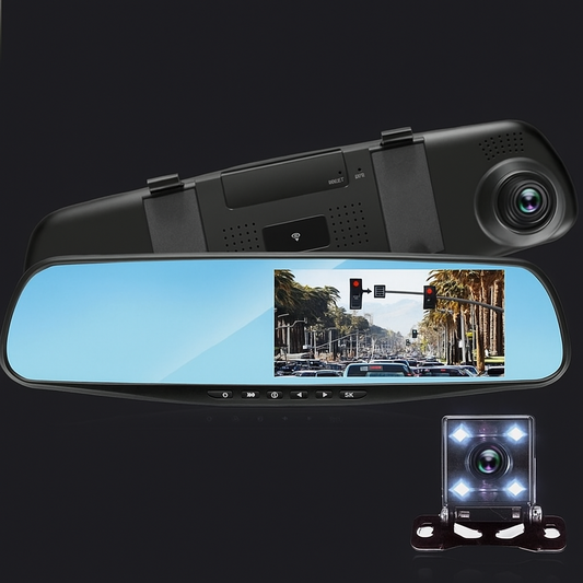 SnapSpy™ 1080P HD Rearview Mirror Car DVR – Dual Dash Cam Front & Rear Video Recorder