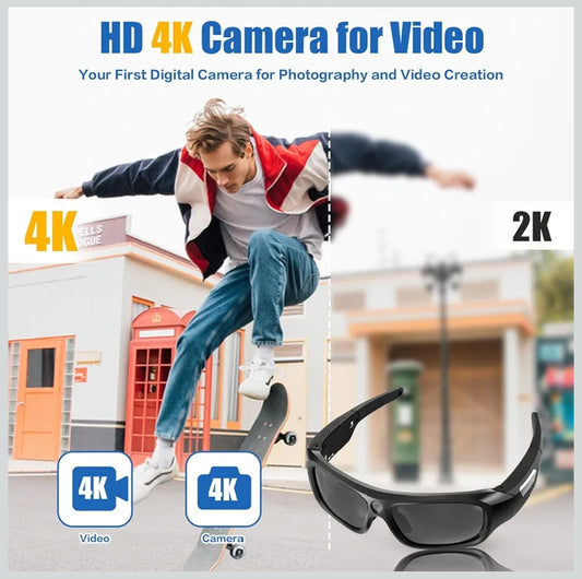 SnapSpy™ 4K Action Camera Glasses – UV400 Polarized with 64GB TF Card