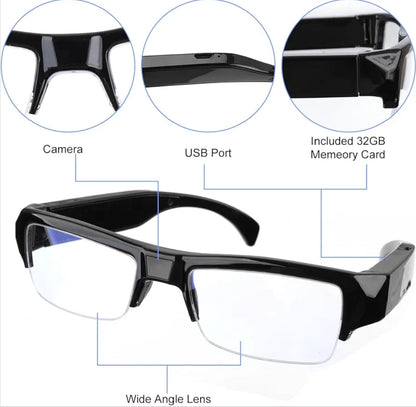 SnapSpy™ 1080P Hiking Cam Glasses – Wearable Eye Cam with 32GB TF