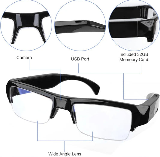 SnapSpy™ 1080P Hiking Cam Glasses – Wearable Eye Cam with 32GB TF