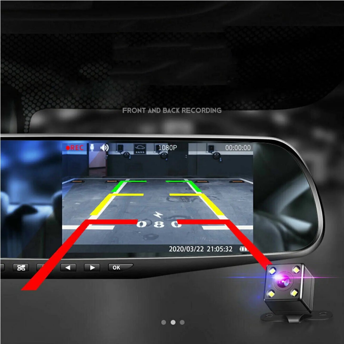 SnapSpy™ 1080P HD Rearview Mirror Car DVR – Dual Dash Cam Front & Rear Video Recorder