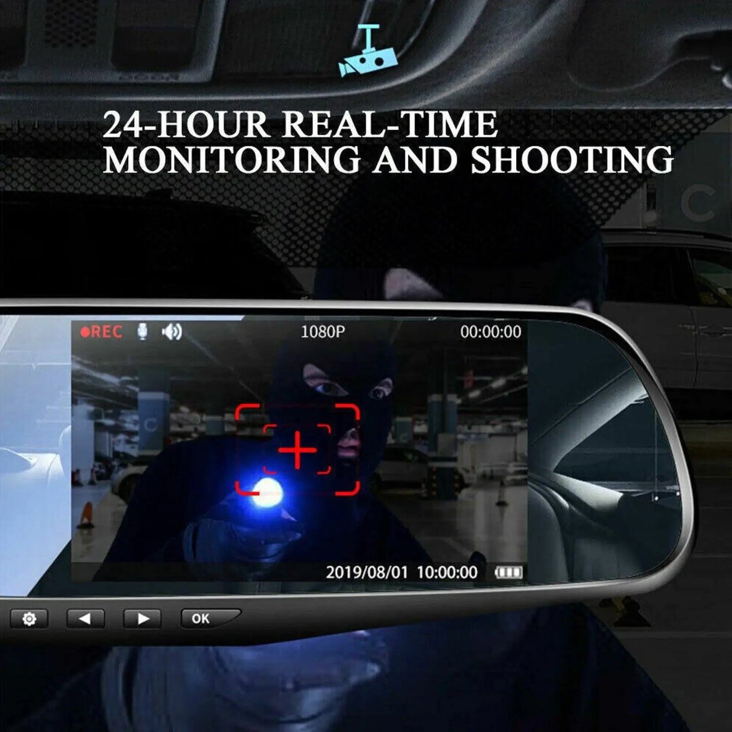 SnapSpy™ 1080P HD Rearview Mirror Car DVR – Dual Dash Cam Front & Rear Video Recorder
